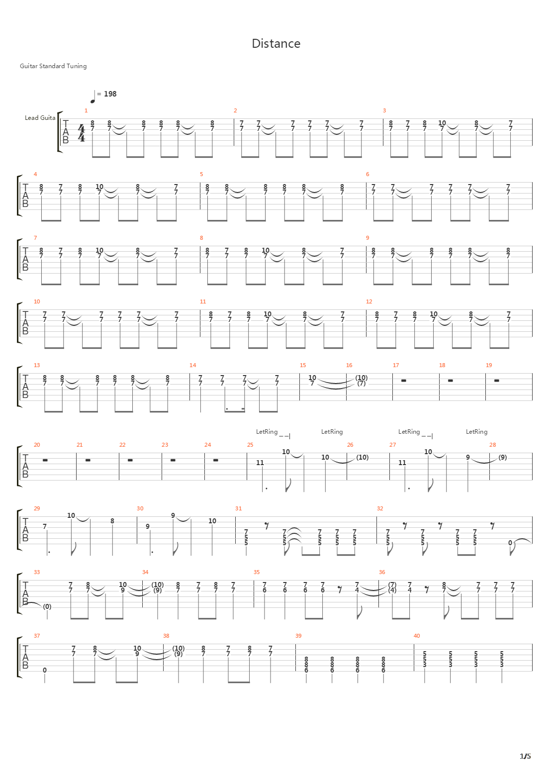 distance吉他谱