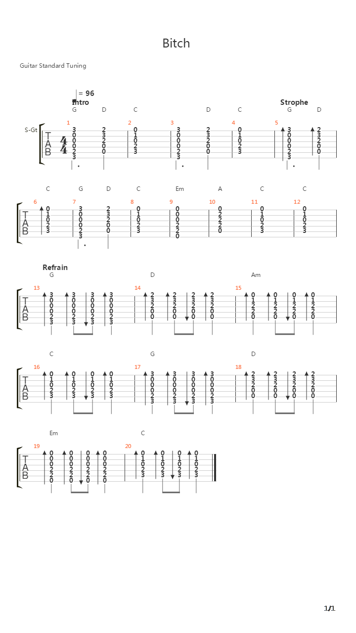 bitch acoustic吉他谱