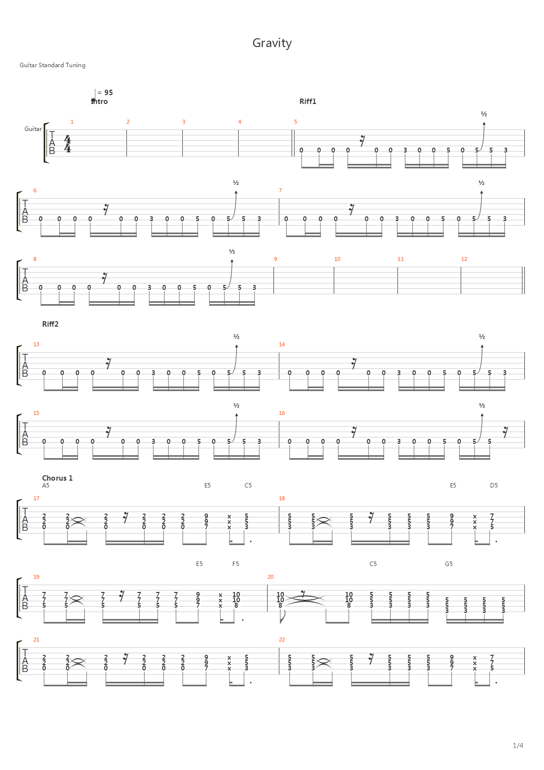 gravity吉他谱