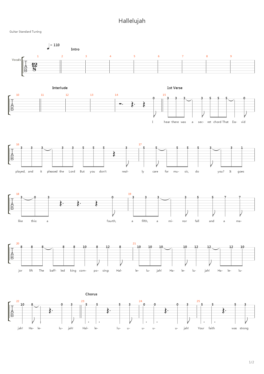 hallelujah吉他谱