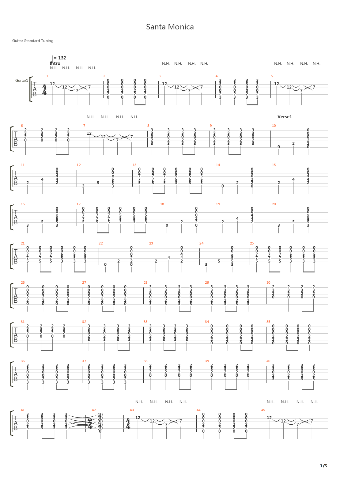 santa monica吉他谱