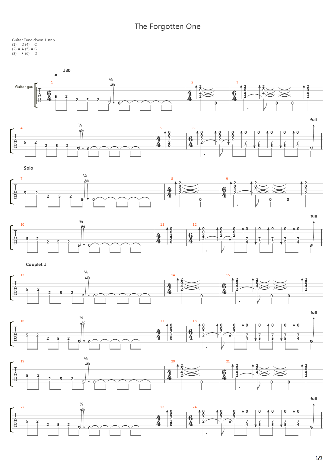 the forgotten one吉他谱