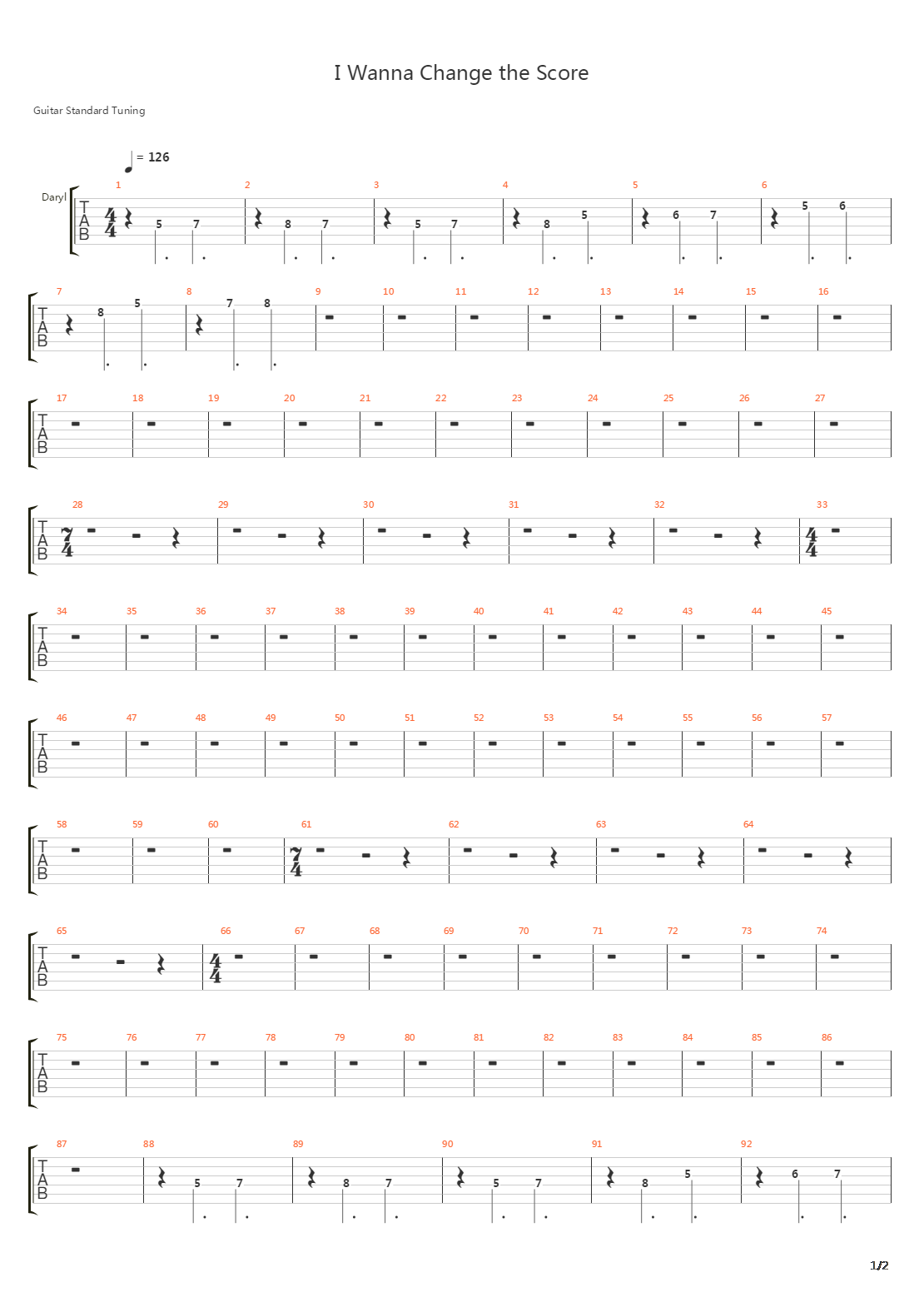 i wanna change the score吉他谱