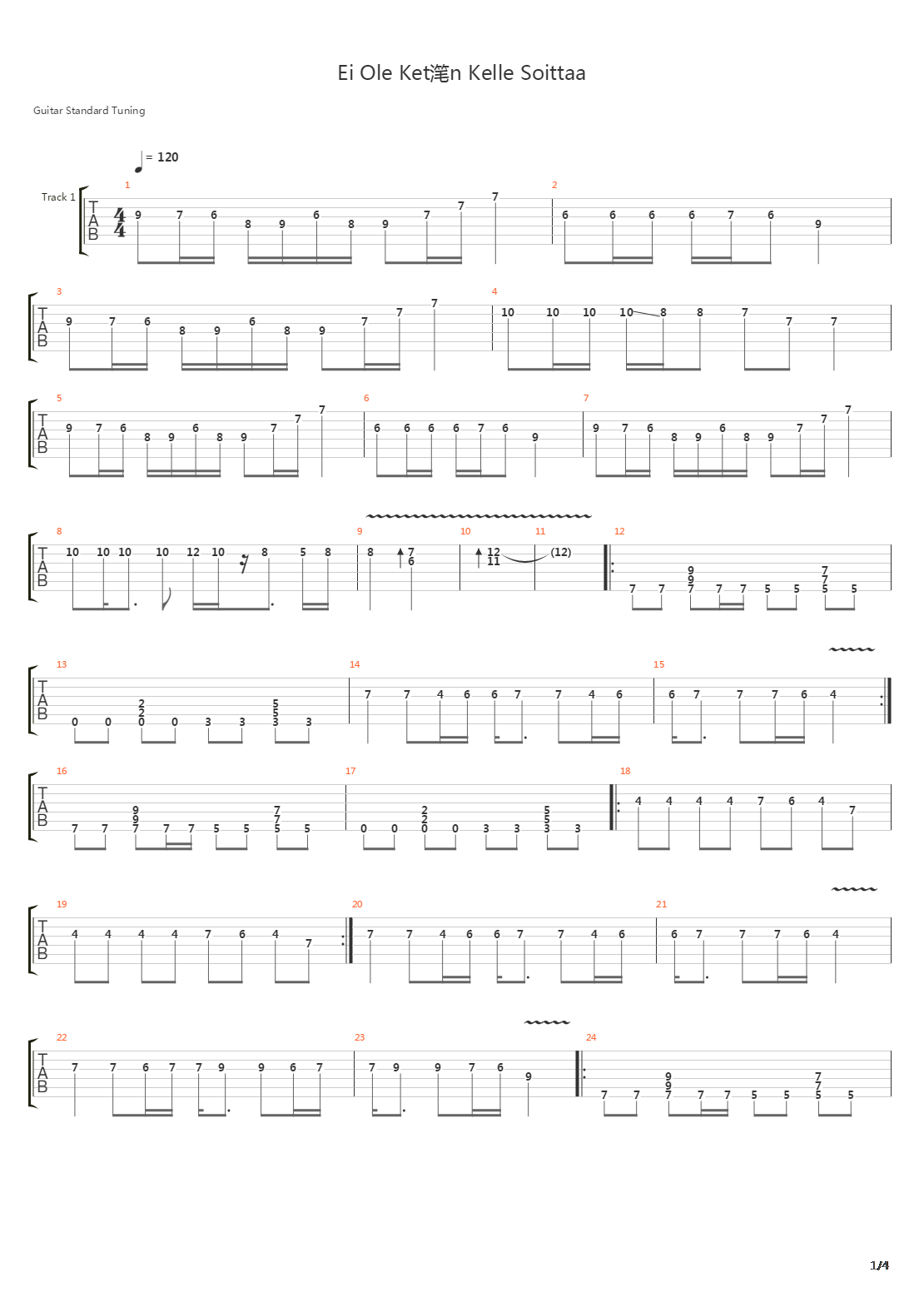 ei ole ketn kelle soittaa吉他谱