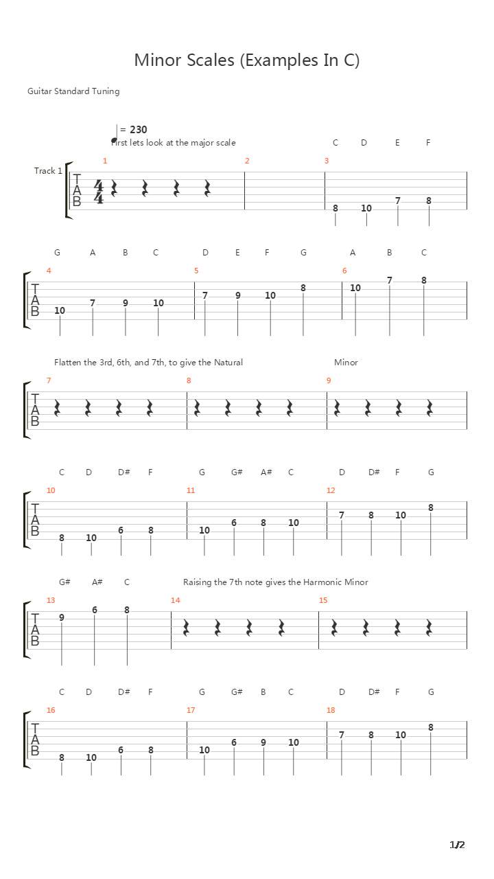 音阶练习&琶音练习 - minor scales - minor scales explained