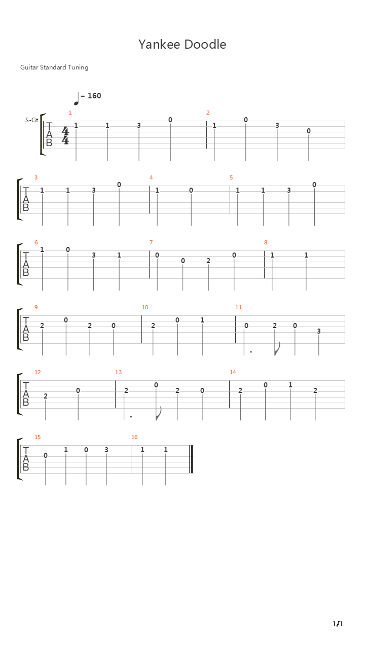 yankee doodle吉他谱