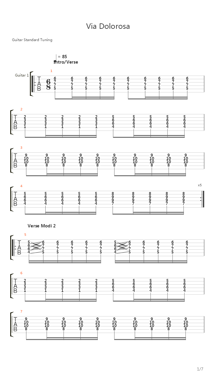 via dolorosa吉他谱