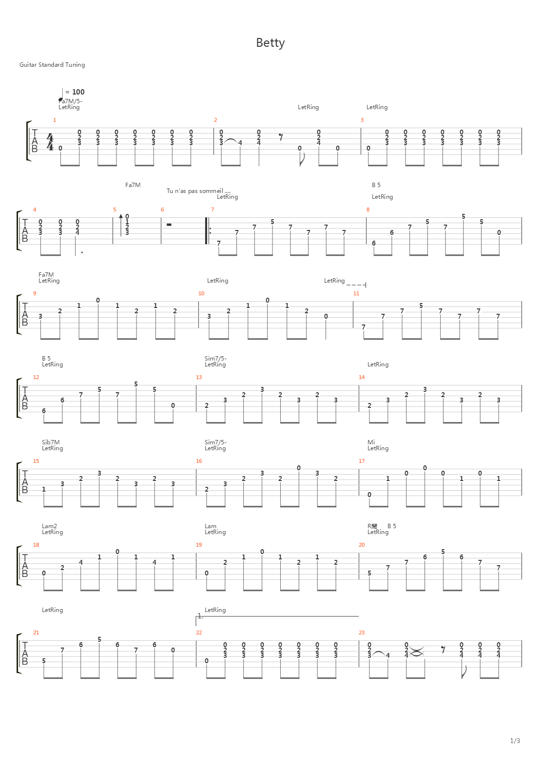 betty吉他谱