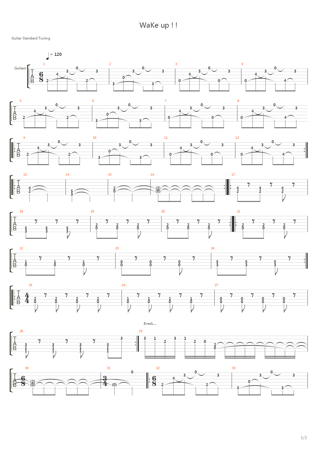 wake up !吉他谱