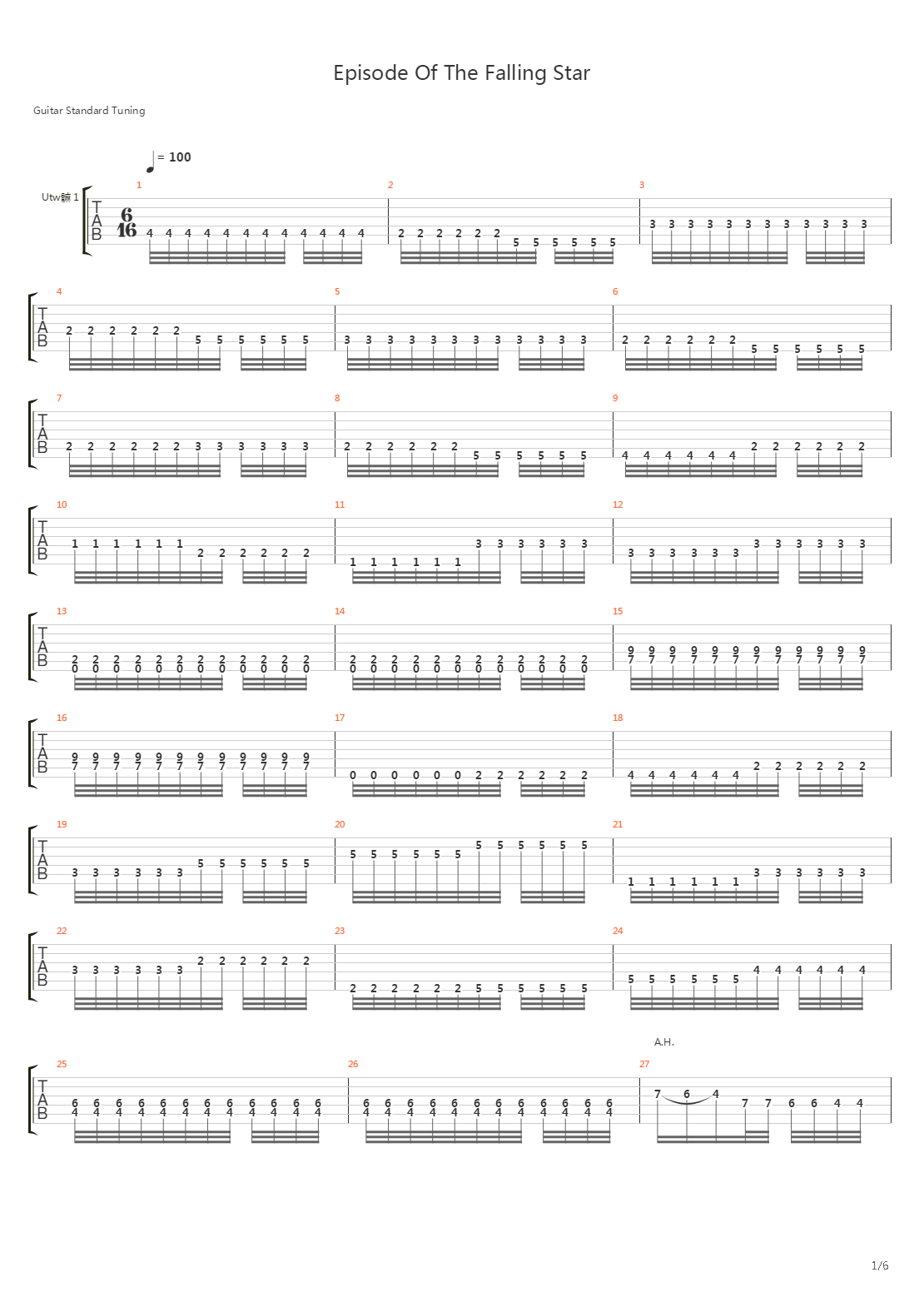 episode of the falling star吉他谱