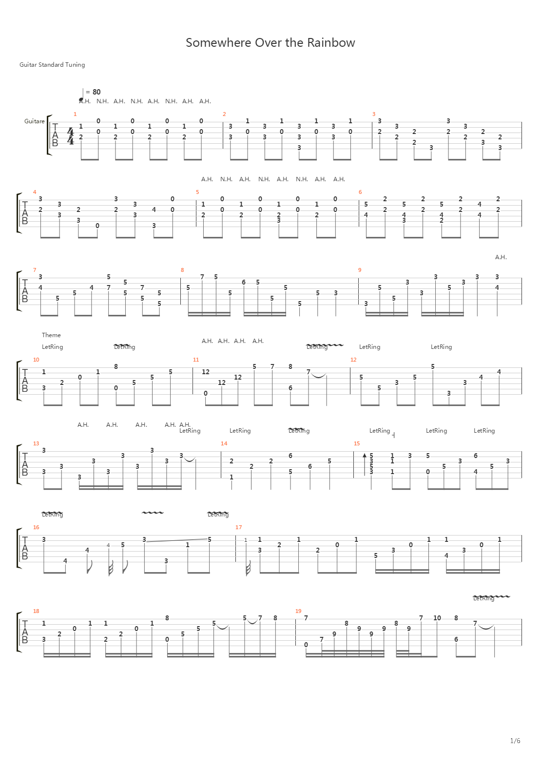 somewhere over the rainbow吉他谱
