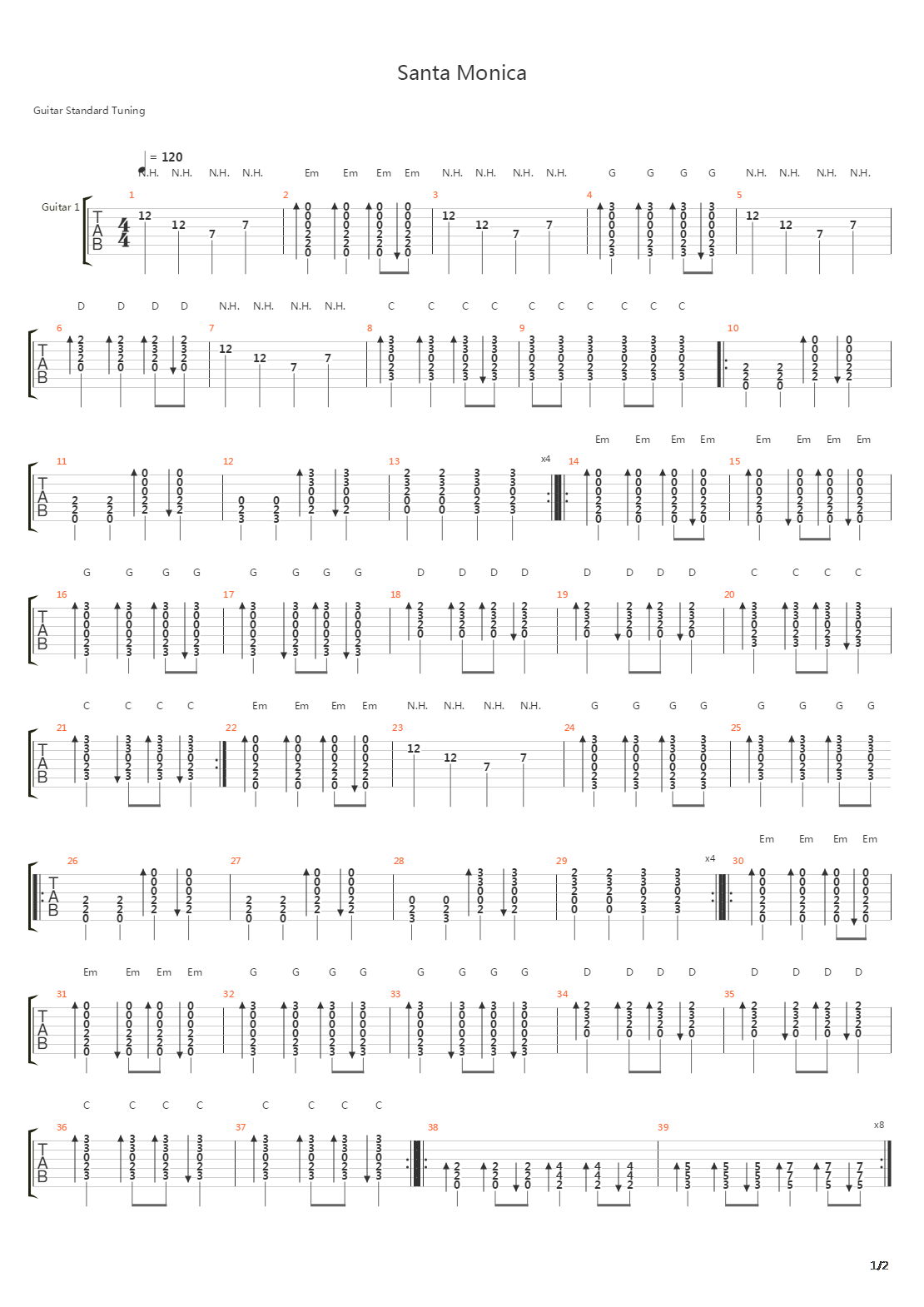 santa monica吉他谱
