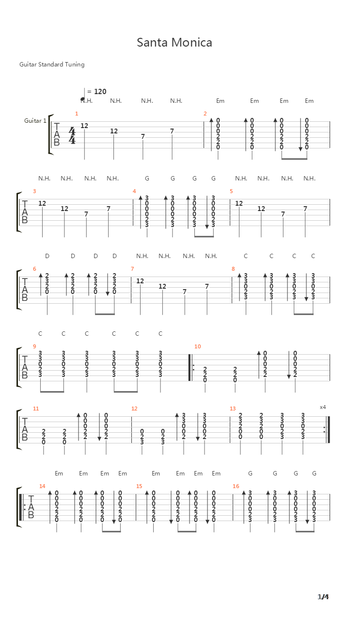 santa monica吉他谱