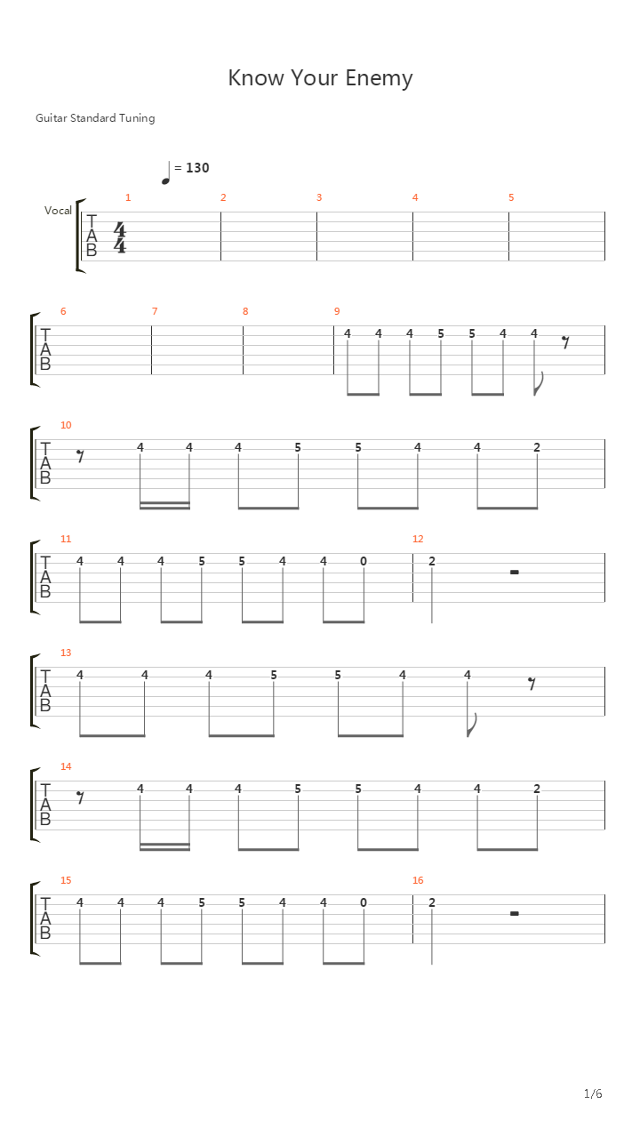 know your enemy吉他谱
