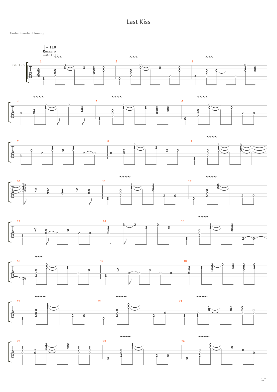 last kiss吉他谱