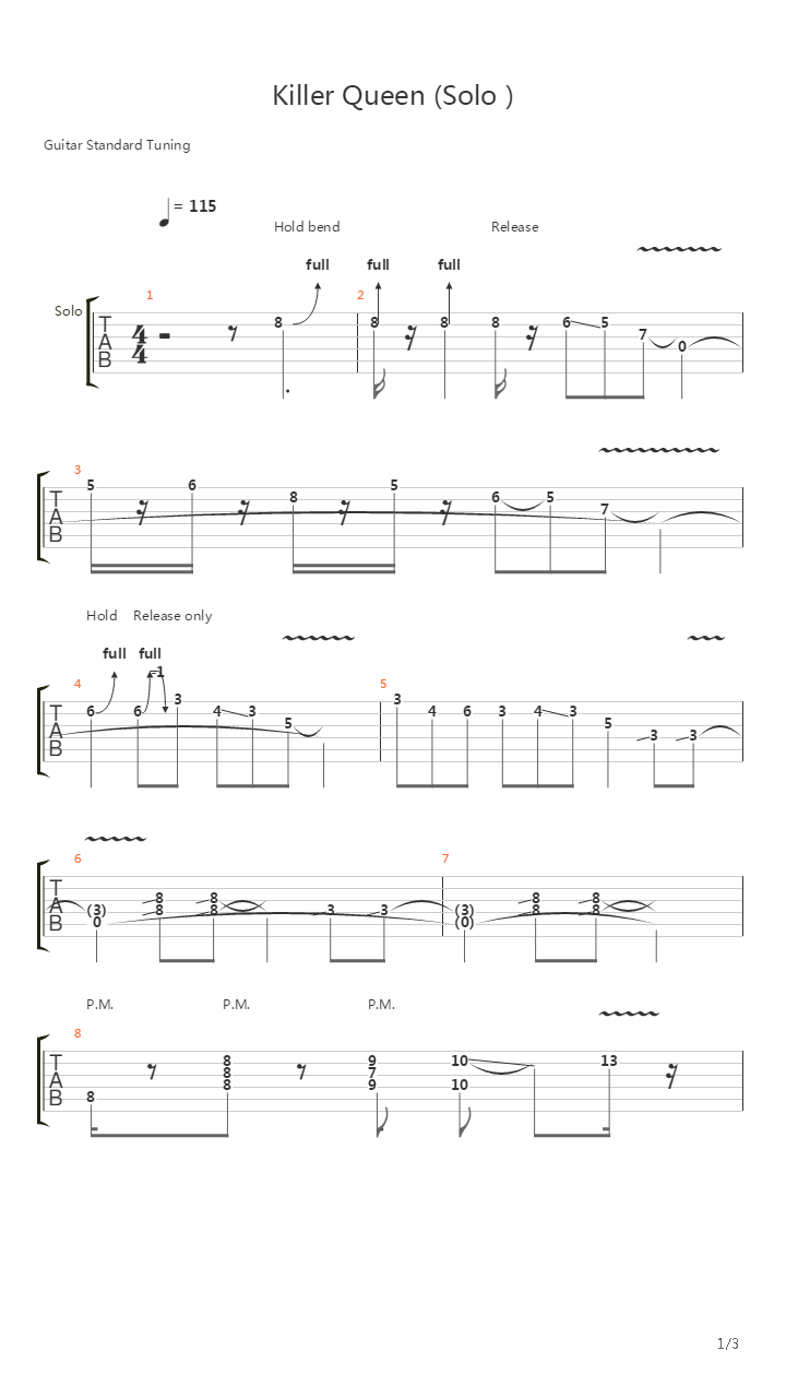 killer queen (solo)吉他谱