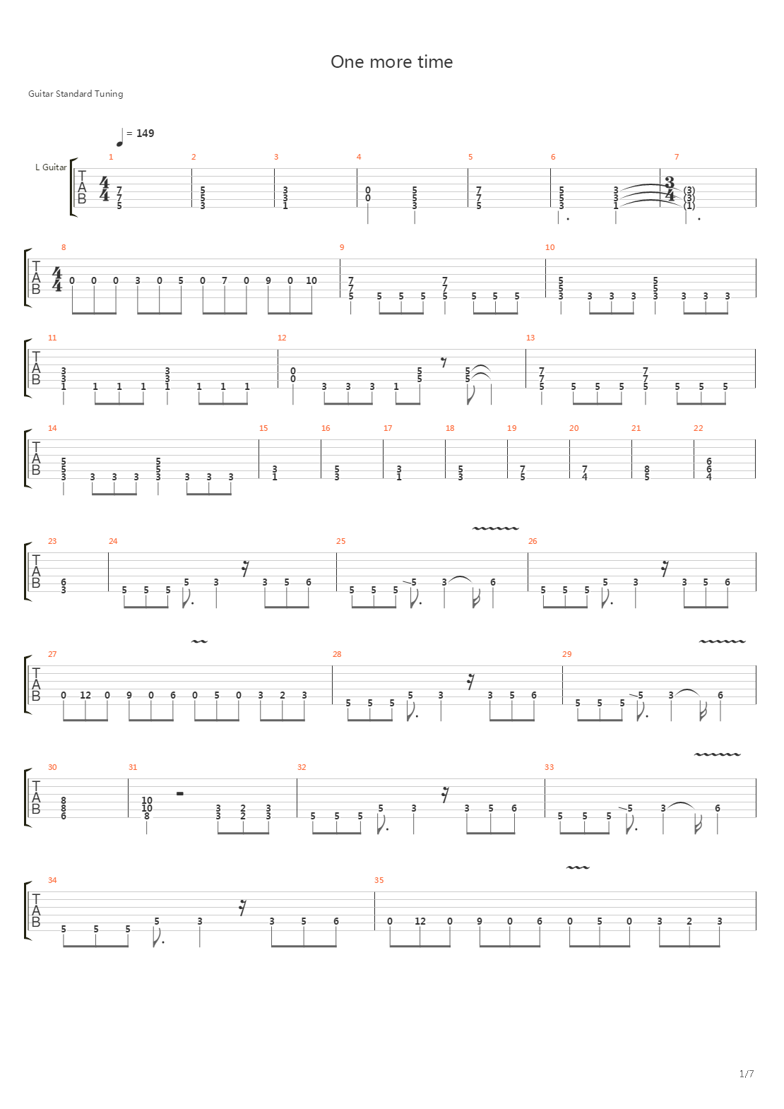 one more time吉他谱