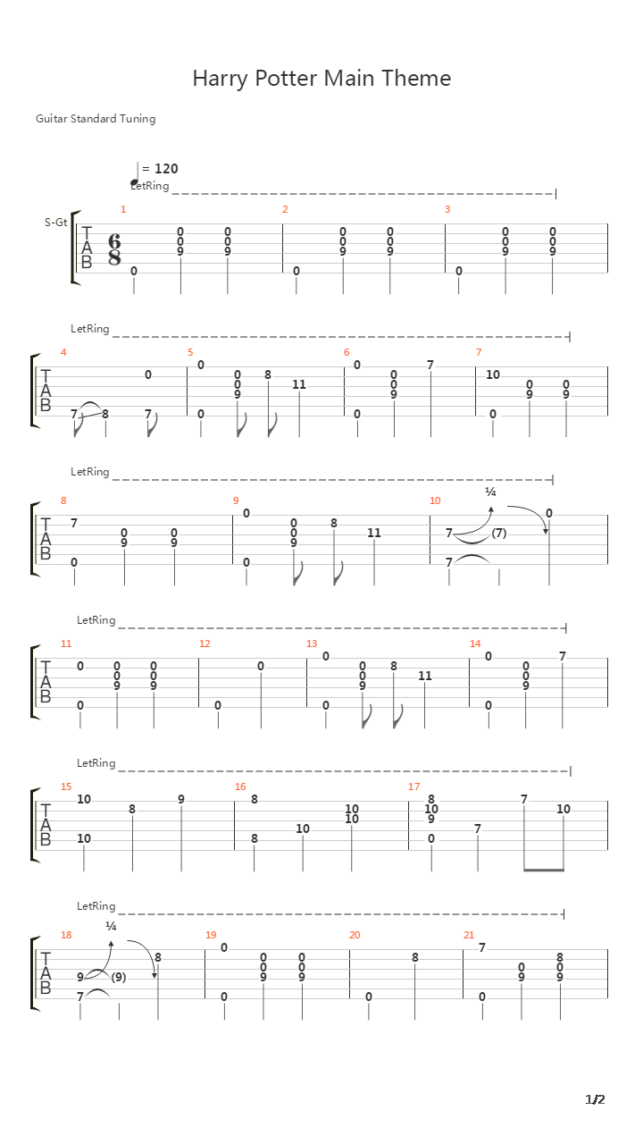 harry potter(哈利波特) - main theme吉他谱