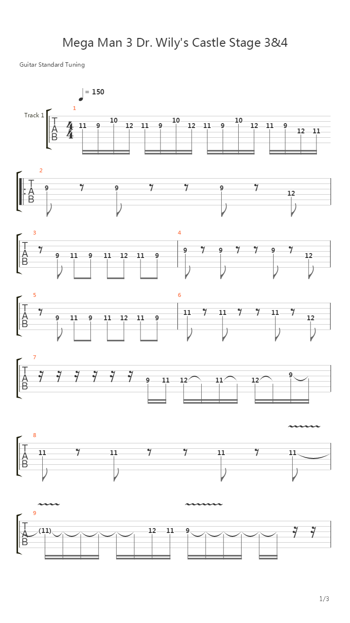 mega man 3(洛克人 3) - dr wilys castle stage(3-4)吉他谱