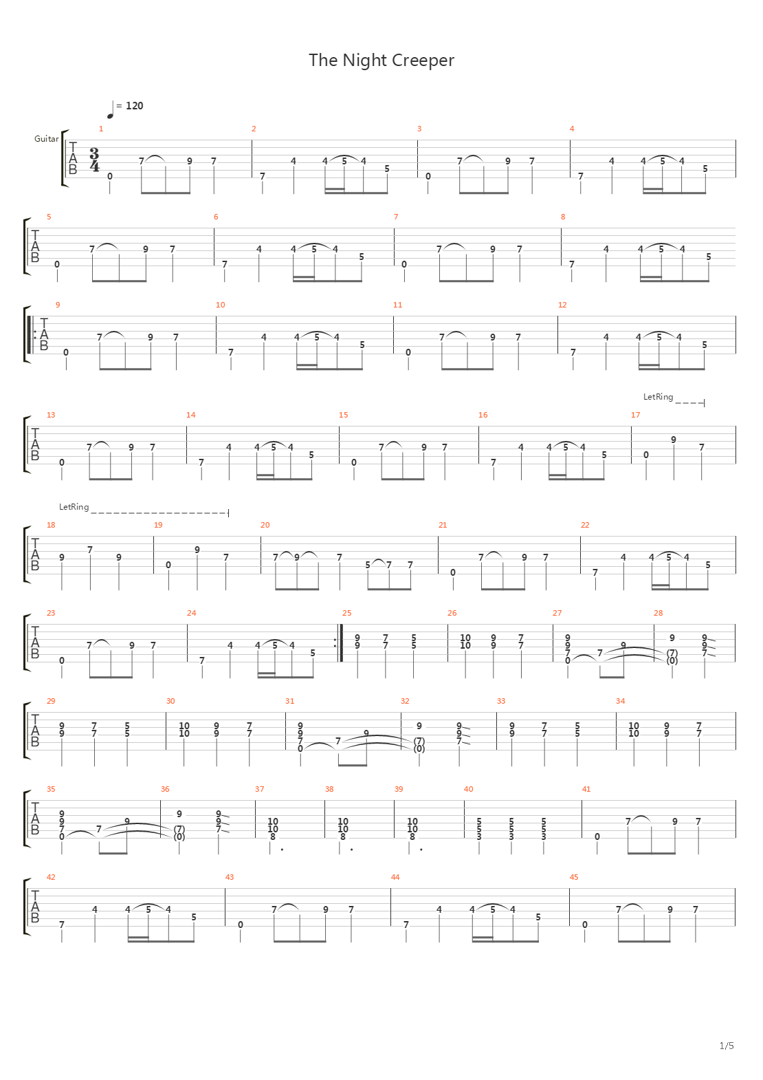 the night creeper吉他谱