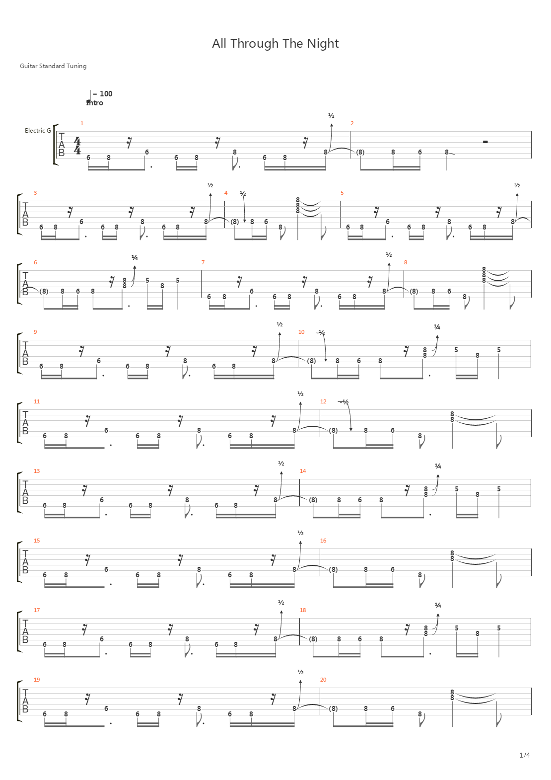 all through the night吉他谱