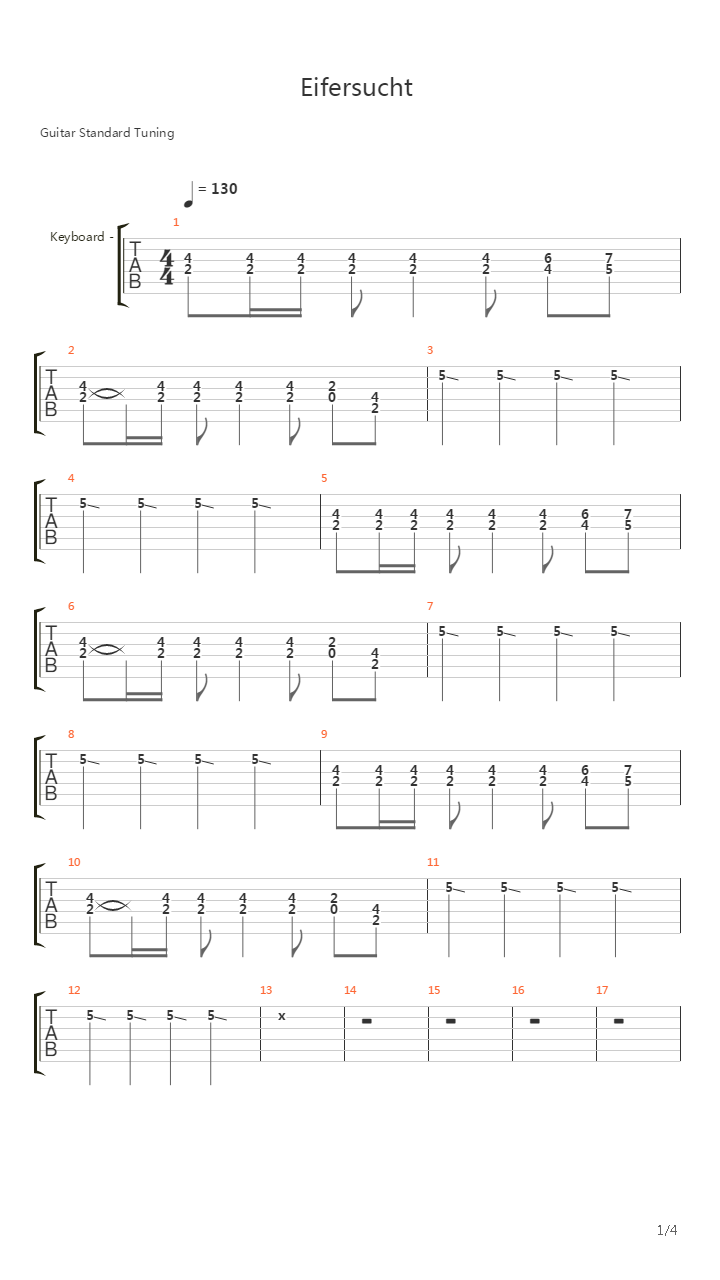 eifersucht吉他谱(gtp谱)_rammstein(战车乐队;德国战车)