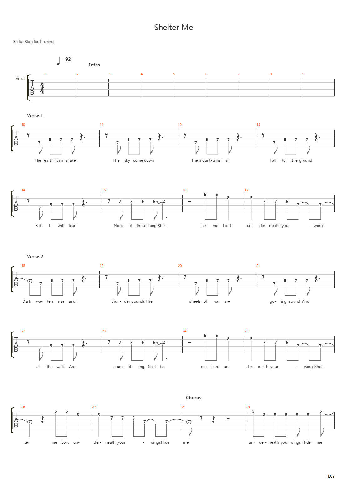 shelter me吉他谱