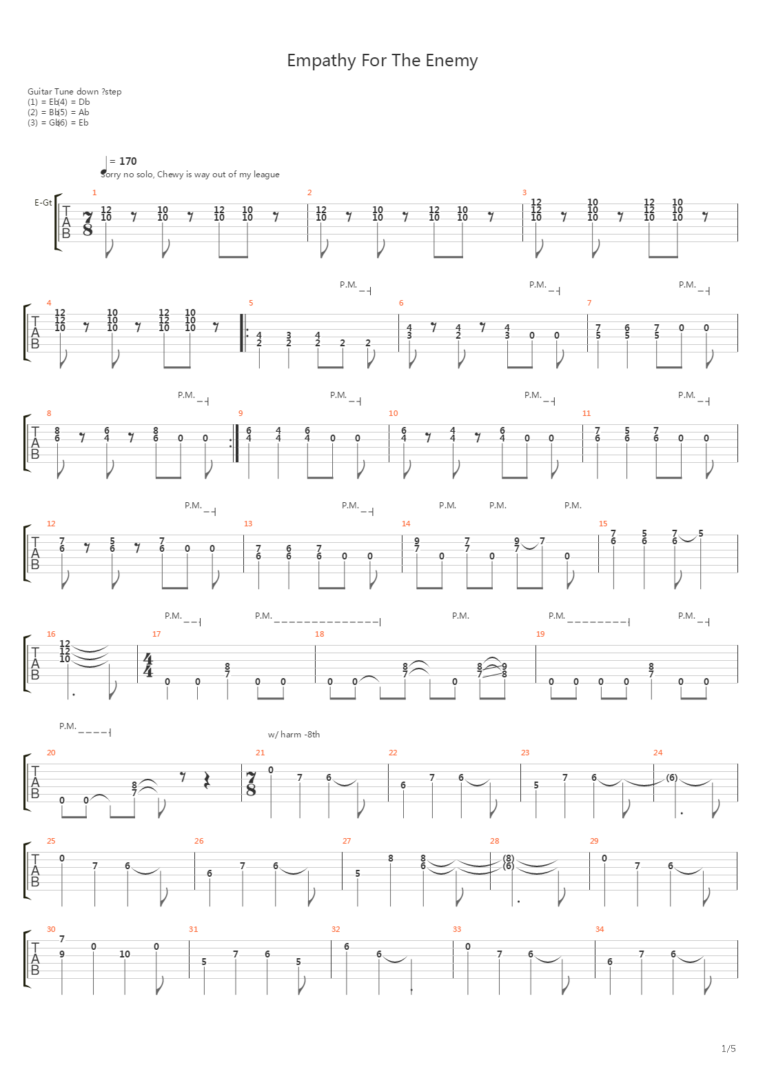empathy for the enemy吉他谱