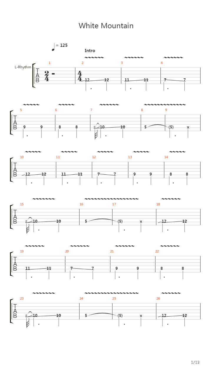 歌曲 标题:white mountain 标签:总谱 制谱人:tactlesscactus@gmail