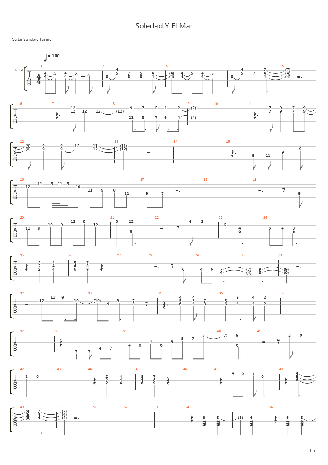 soledad y el mar吉他谱
