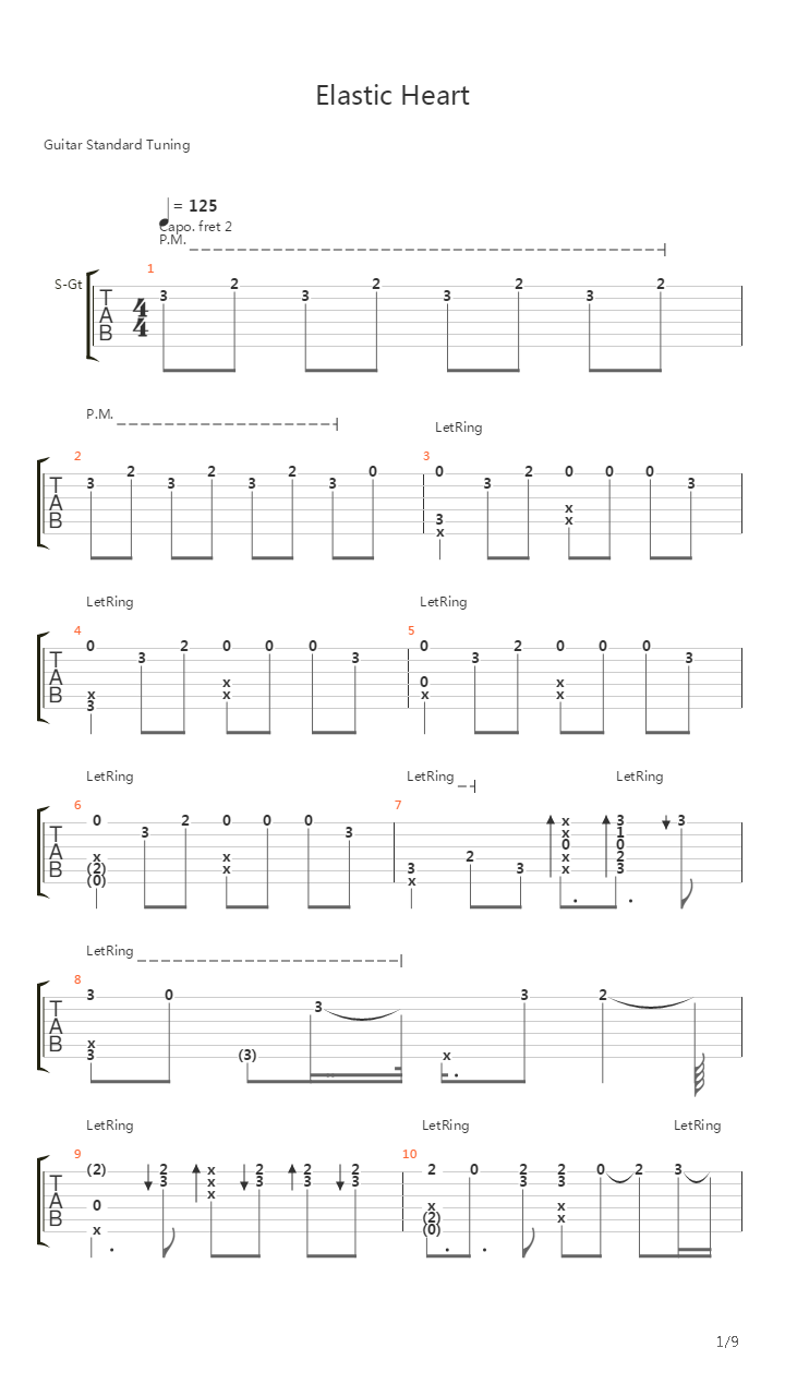 相关吉他谱 吉他谱信息 歌曲 标题:elastic heart