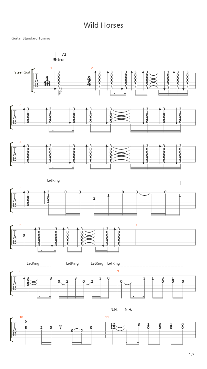 wild horses吉他谱