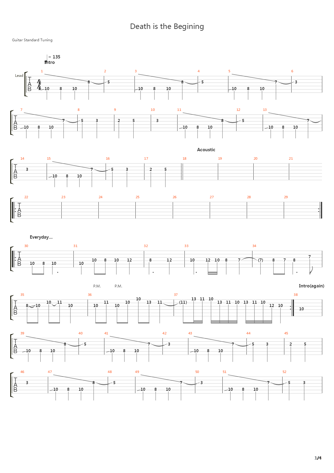 death is the beginning吉他谱