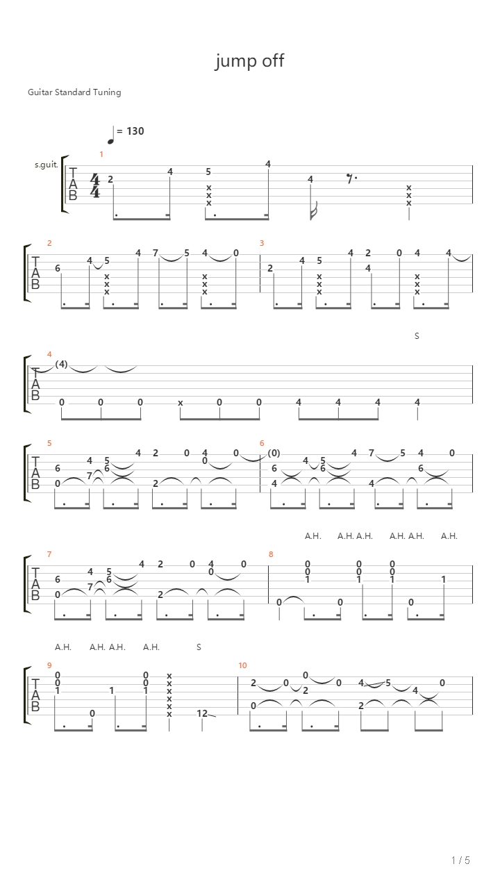 jump off(简单版)吉他谱(gtp谱,指弹)_刘嘉卓 吉他社
