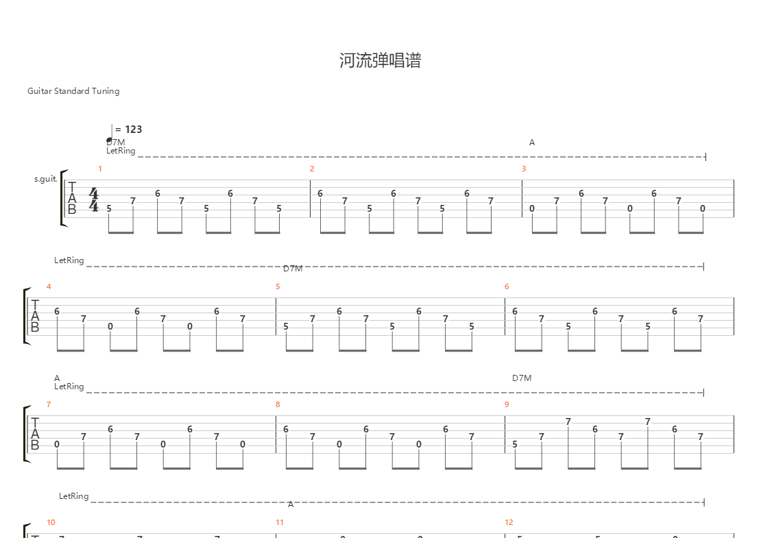 河流(弹唱谱)吉他谱(gtp谱,弹唱)_蛙池wachi