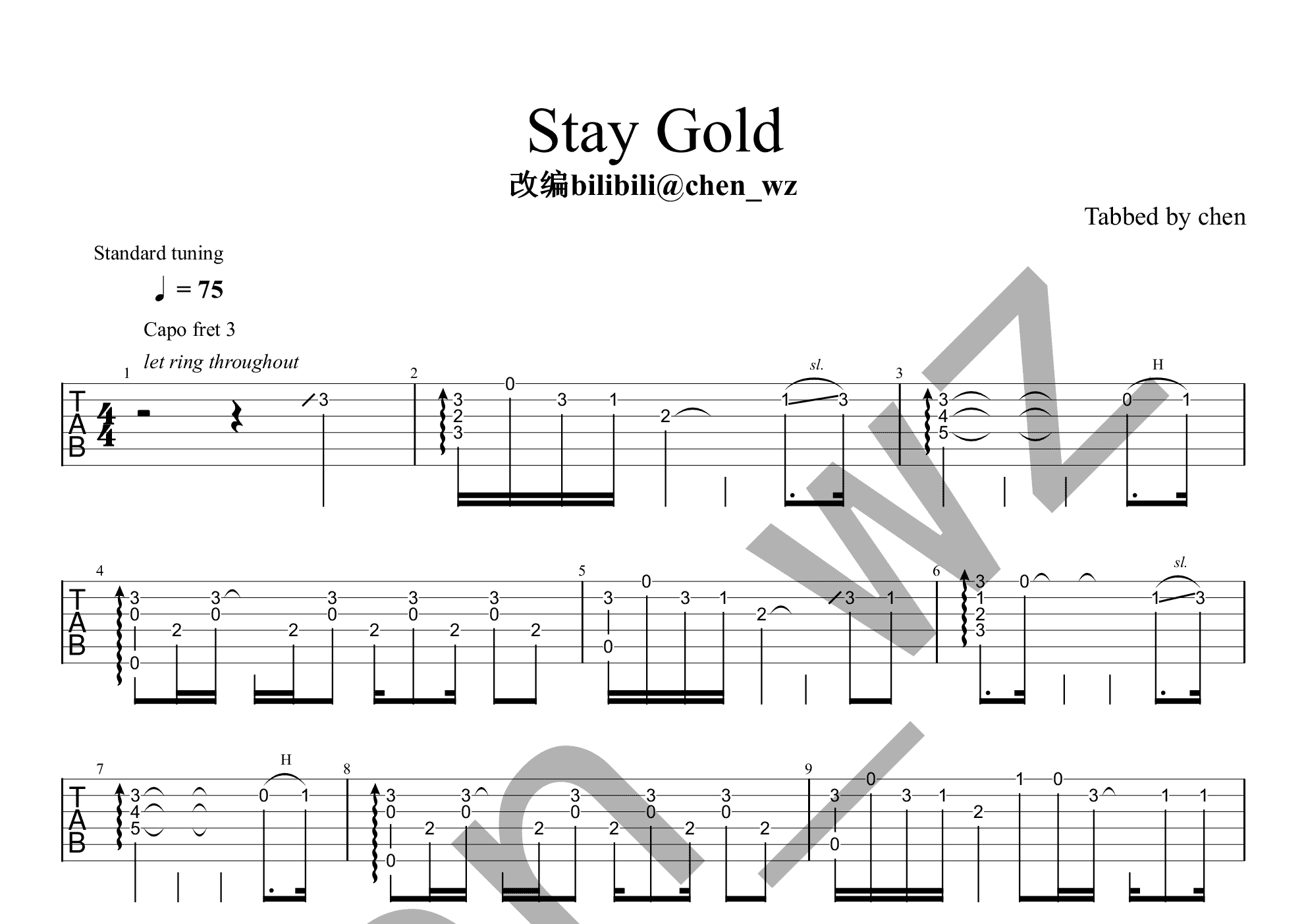 stay gold吉他谱(pdf谱,指弹)_日本群星(オムニバス
