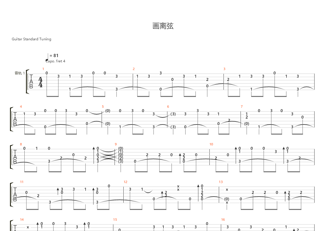 画离弦吉他谱(gtp谱)_mc海伦(崔钉铜) - 吉他社