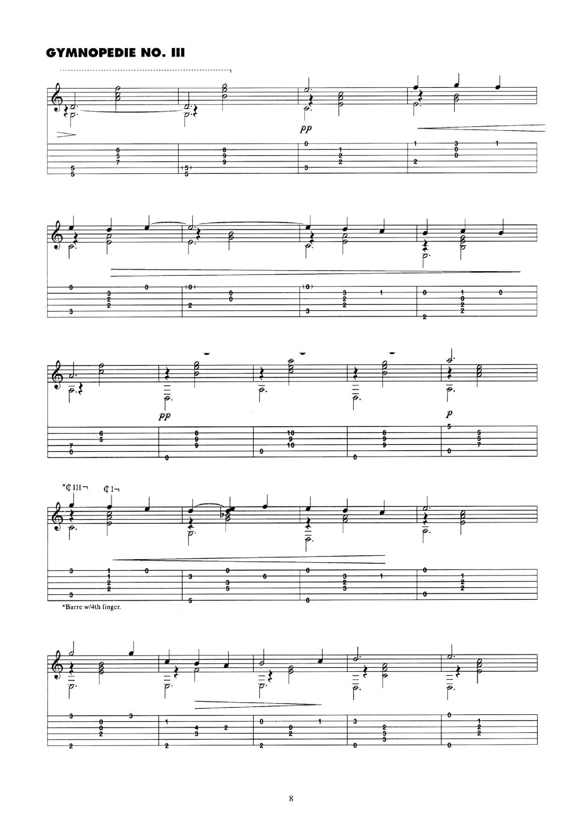 gymnopedie no.1-3 合集吉他谱8