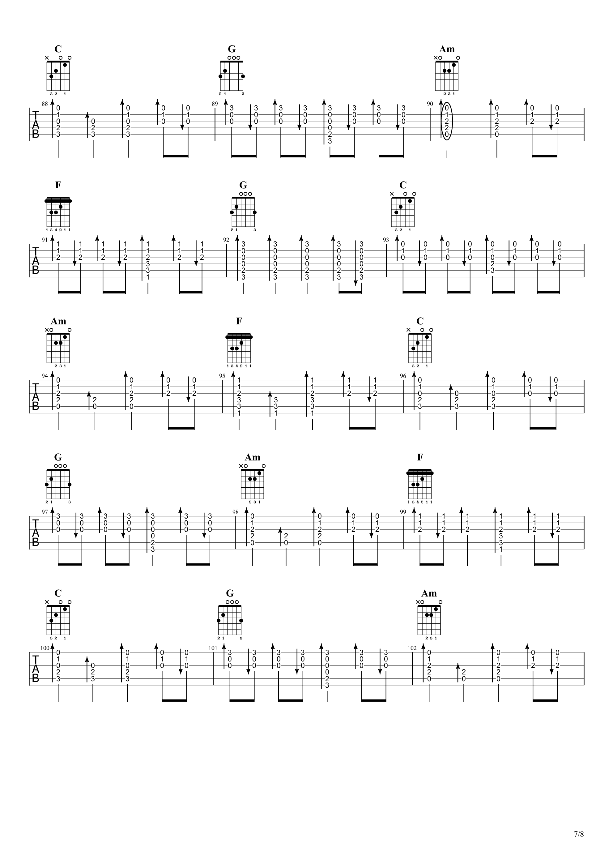 平凡之路吉他谱扫弦