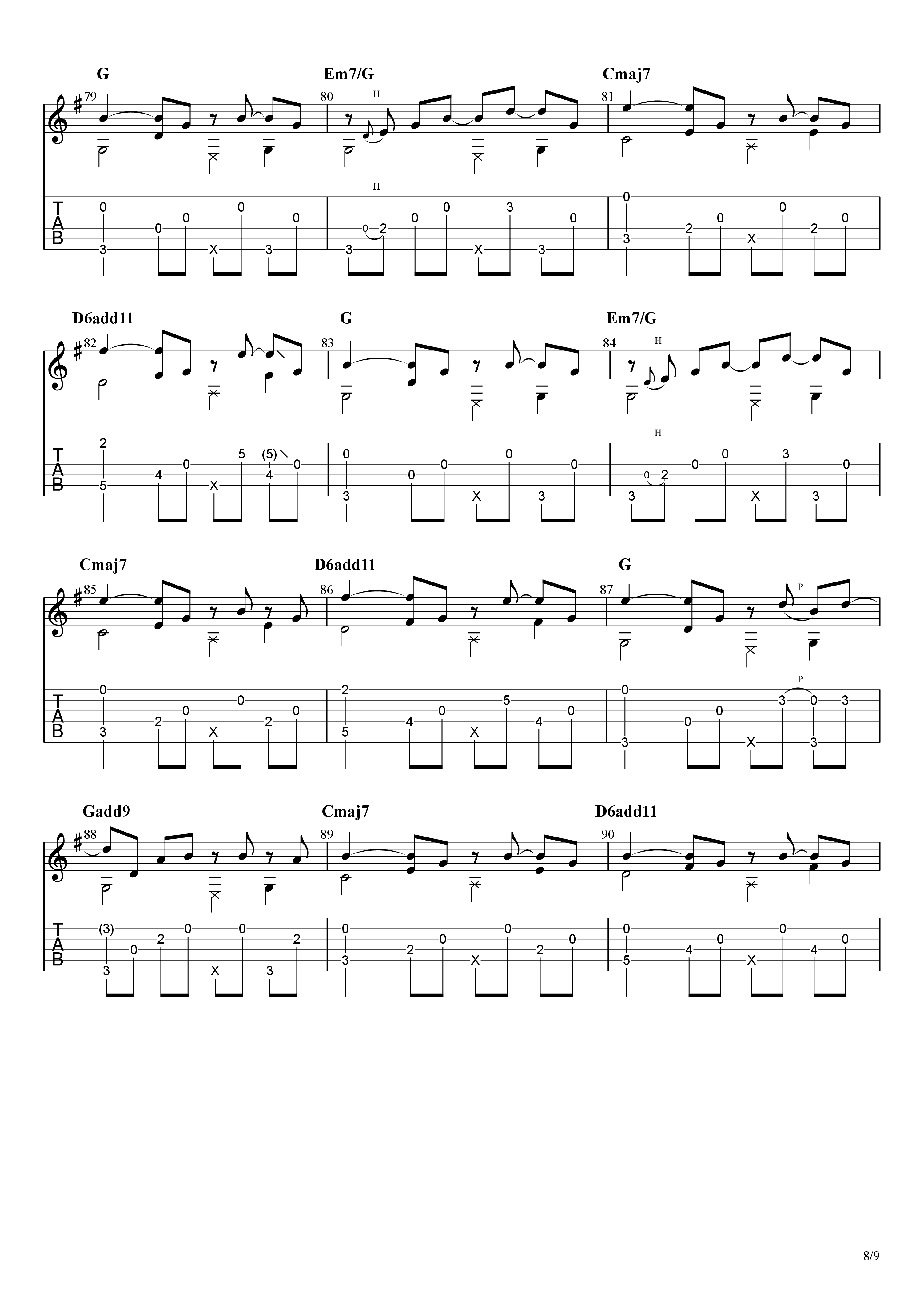 日落潮汐吉他谱8