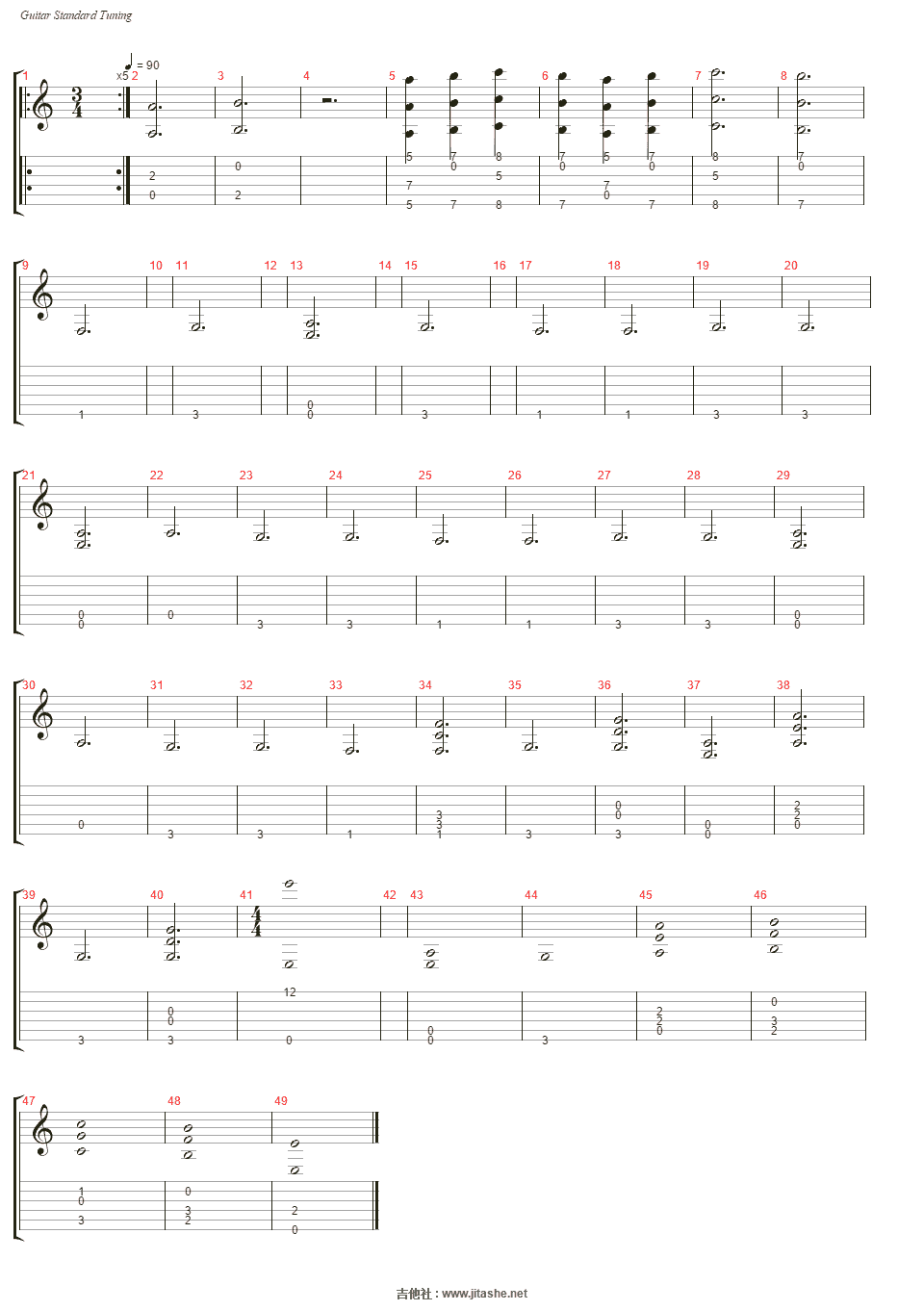 interstellar main theme (星际穿越)吉他谱(steel guitar)_hans