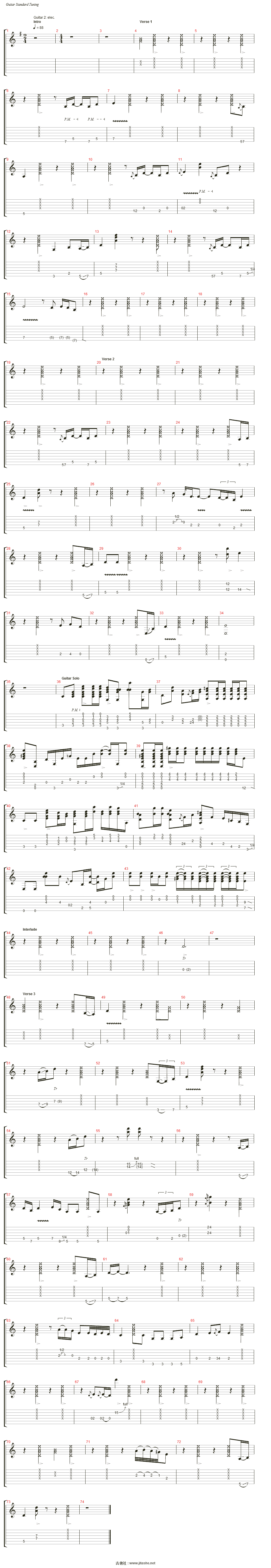 hey joe吉他谱(guitar 2)_jimi hendrix