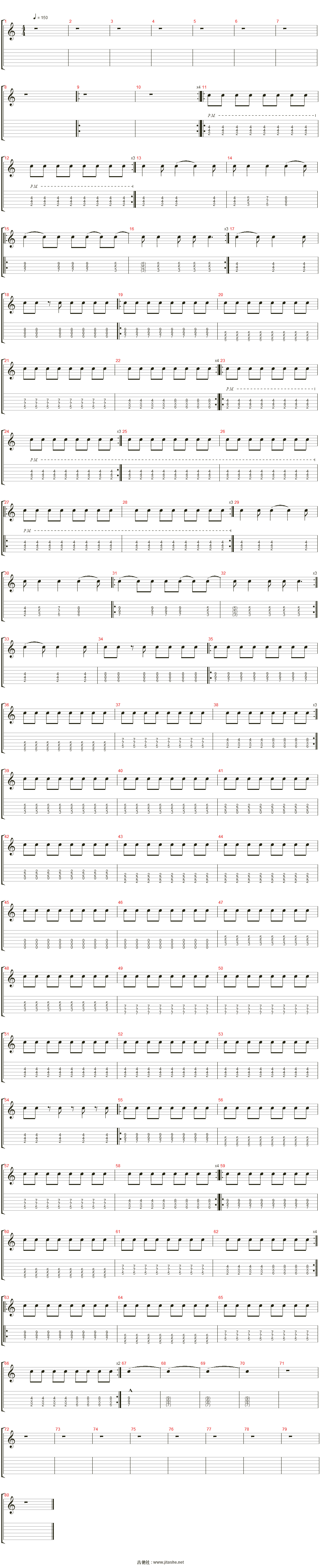 suffocate吉他谱(distortion)_finger eleven