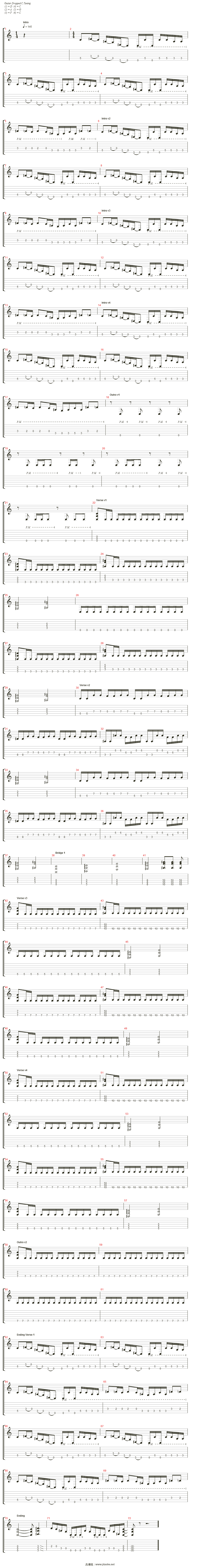 fairy tail(妖精的尾巴)吉他谱(guitar rhythm (left))_高梨康治