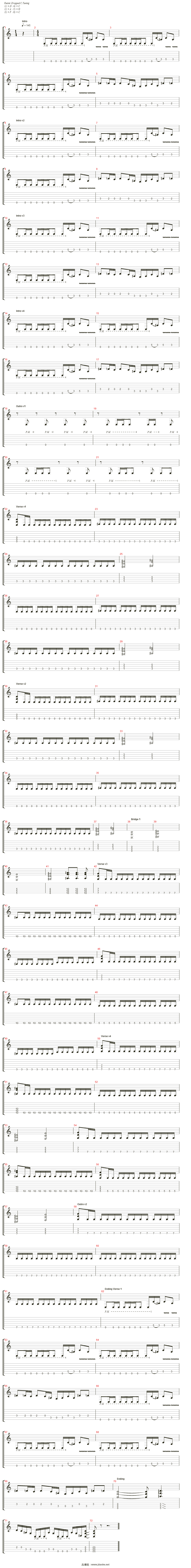 fairy tail(妖精的尾巴)吉他谱(guitar rhythm (right))_高梨康治