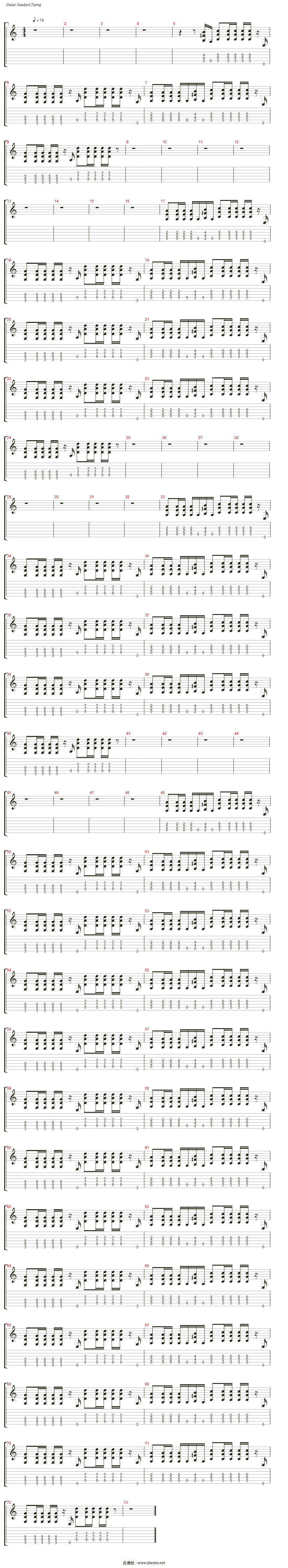 fly away吉他谱(distortion guitar)