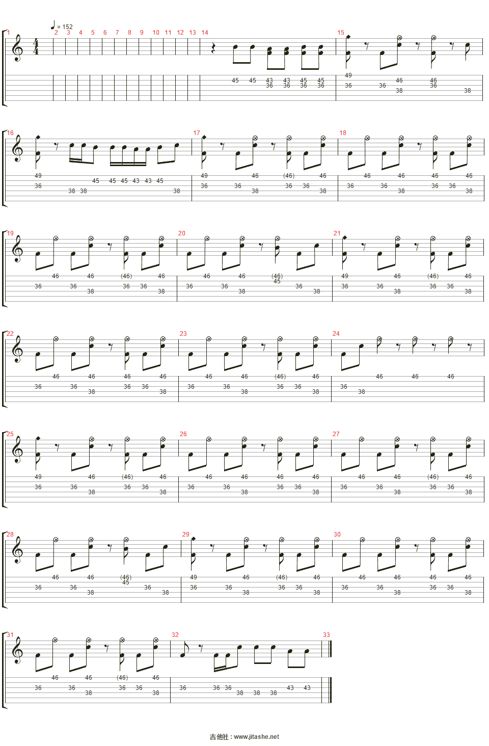 stitches吉他谱(percussion)_haste the day