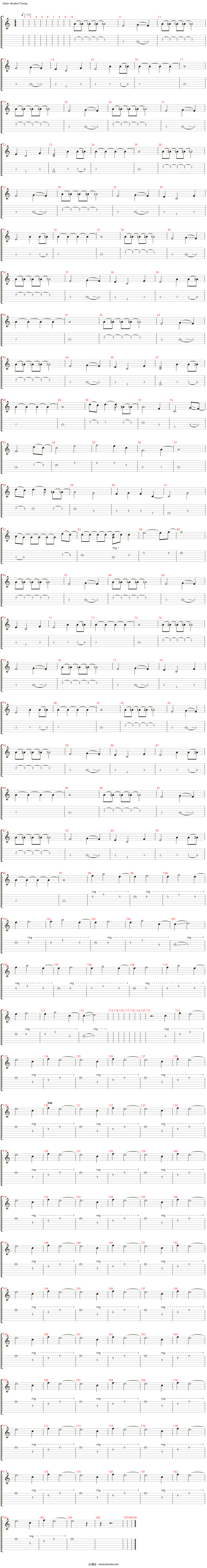 sugar吉他谱(electric guitar)_spangle call lilli line