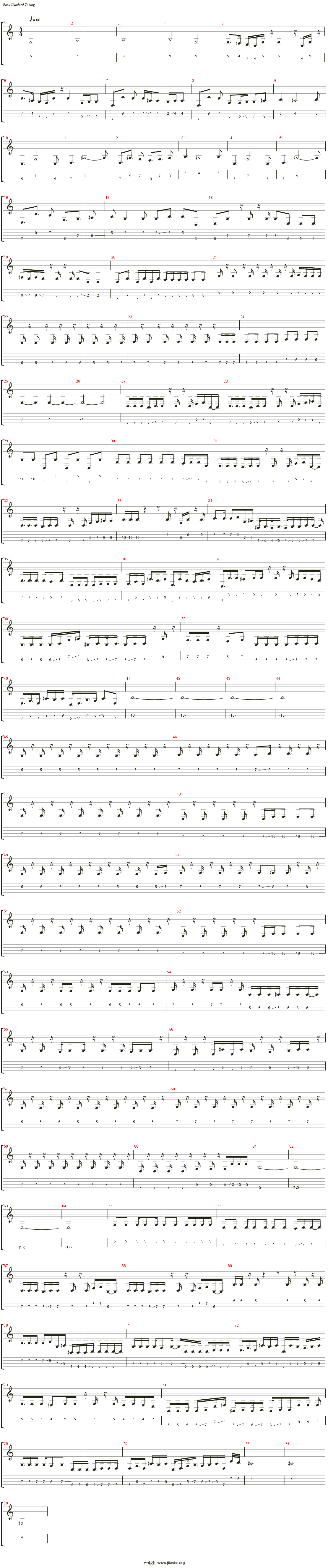 山海(无鼓)吉他谱(electric bass)_草东没有派对