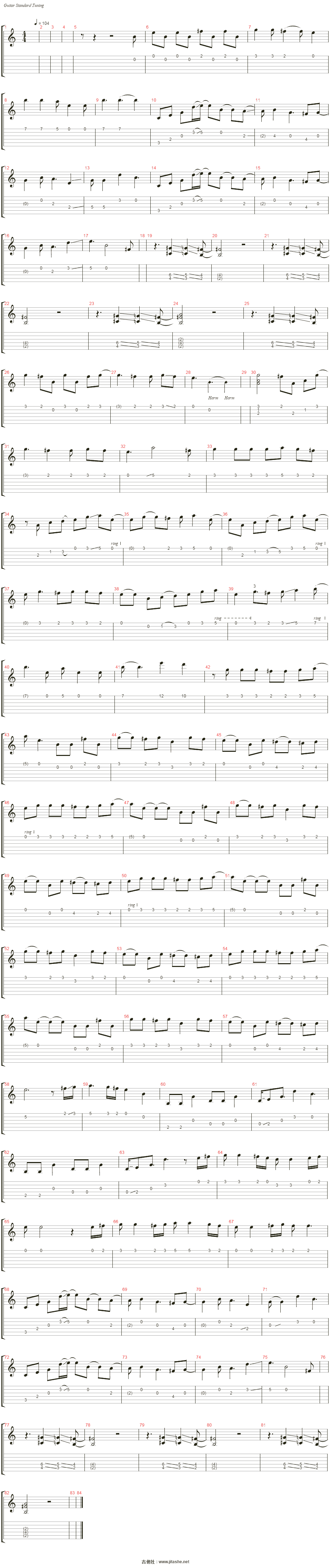 theme of laura(双吉他改编)吉他谱(lead)_动漫游戏